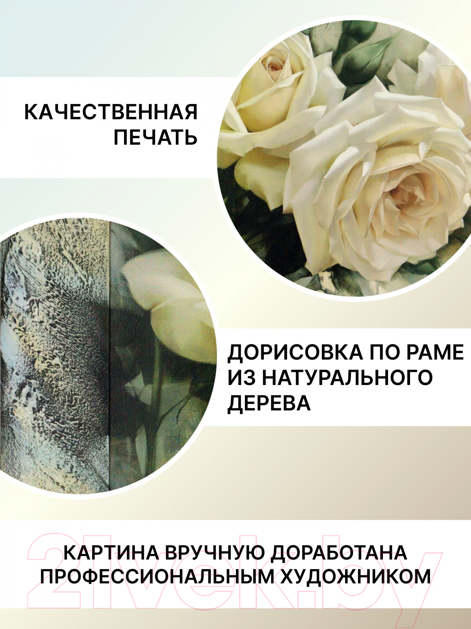 Картина Декарт Белые розы 8Л0881 (в раме) — фото 4