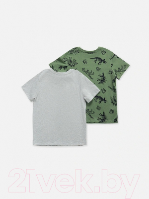 Комплект футболок детских Mark Formelle 113379-2 (р.128-64, серый меланж 4306-А/динозавры на серо-зеленом)