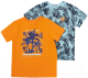 Комплект футболок детских Mark Formelle 113379-2 (р.110-56, солнечный апельсин/листики на бирюзовом) - 