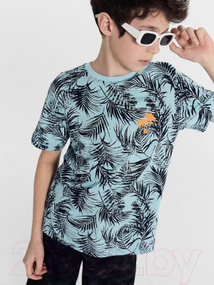 Комплект футболок детских Mark Formelle 113379-2 (р.116-60, солнечный апельсин/листики на бирюзовом)