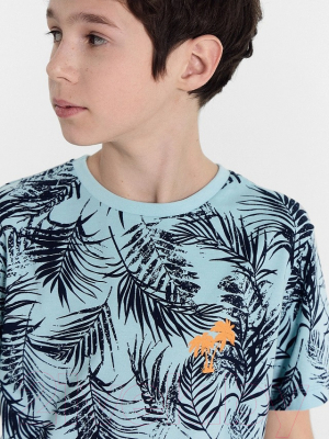 Комплект футболок детских Mark Formelle 113379-2 (р.116-60, солнечный апельсин/листики на бирюзовом)