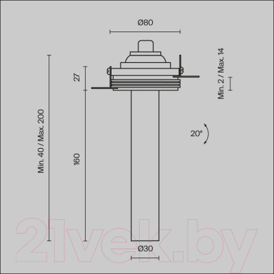 Точечный светильник Maytoni Ceiling C140TRS-L200-7W3K-W