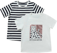 Комплект футболок детских Mark Formelle 117835-2 (р.110-56, белый/черно-белая полоска) - 