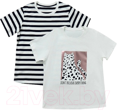 Комплект футболок детских Mark Formelle 117835-2 (р.110-56, белый/черно-белая полоска)