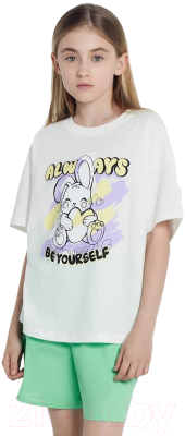 Комплект футболок детских Mark Formelle 117843-2 (р.122-60, белый/граффити на лаванде)