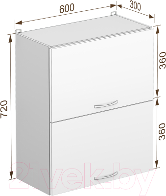 Шкаф навесной для кухни Кортекс-мебель Корнелия Лира ВШ60-2г (дуб монтерей)