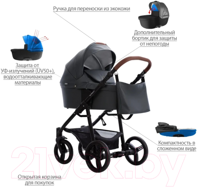Детская универсальная коляска Bebetto Kitelli Pro 2 в 1  (03/рама черная)