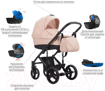 Детская универсальная коляска Bebetto Tiger Lux 2 в 1 (07/рама черная)