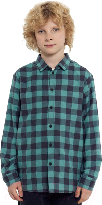Рубашка детская Mark Formelle 123440/1 (р.128-64, серо-зеленая клетка)