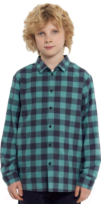Рубашка детская Mark Formelle 123440/1 (р.146-72, серо-зеленая клетка)