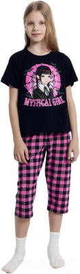 Пижама детская Mark Formelle 567735 (р.152-76, черный/черно-розовая клетка)