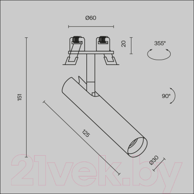 Точечный светильник Maytoni Ceiling C141RS-L125-6W4K-B