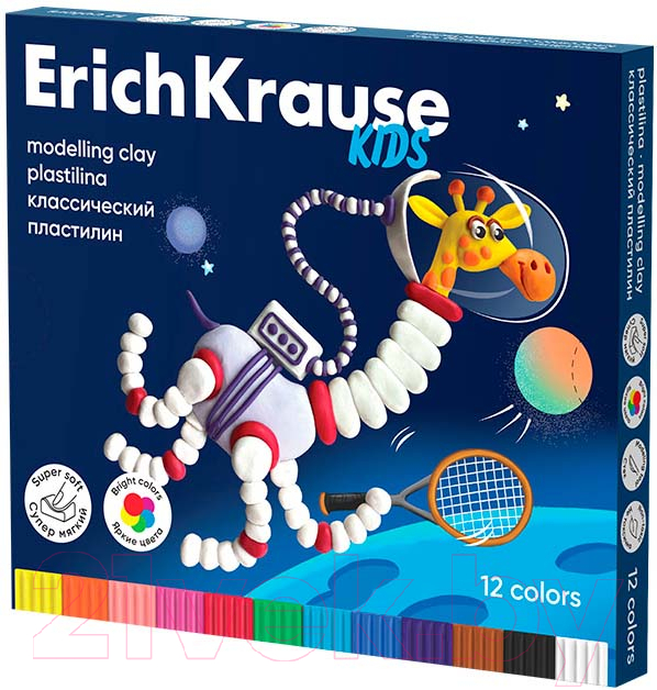 Пластилин Erich Krause Kids Space Animals / 61332 (12цв)