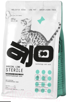 Сухой корм для кошек AJO Sterile Для активных стерилизованных кошек (400г)