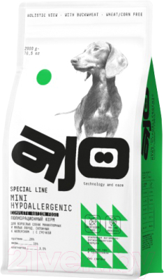 Сухой корм для собак AJO Mini Hypoallergenic Для взр. собак со склонностью к аллергии (12кг)