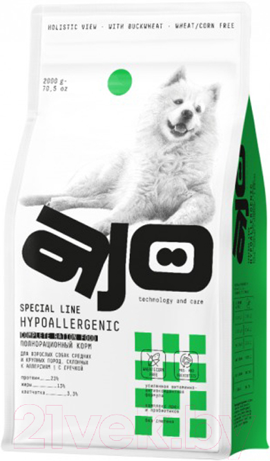 Сухой корм для собак AJO Hypoallergenic Для взрослых собак со склонностью к аллергии (12кг)