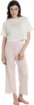 Пижама Mark Formelle 592444 (р.164/170-88-94, светло-молочный/пыльно-розовый леопард)