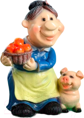 Изображение товара Фигурка для сада Хорошие сувениры Бабка с поросенком / 3629990 (синий)