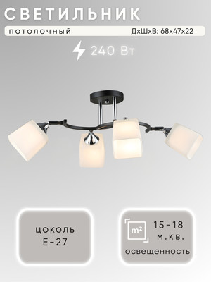 Спот Aitin-Pro НПБ 02-4x60-101 / N6106/4 (черный/хром) - 