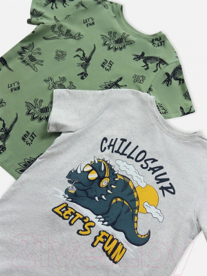 Комплект футболок детских Mark Formelle 113379-2 (р.146-72, серый меланж 4306-А/динозавры на серо-зеленом)