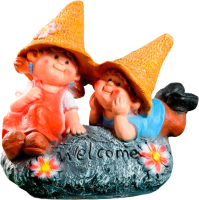 Фигурка для сада Хорошие сувениры Девочка с мальчиком на камне / 2029674 -