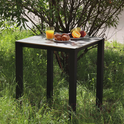 Стол садовый Millwood Сеул керамогранит 60x60x75 (бетон канон/металл черный)