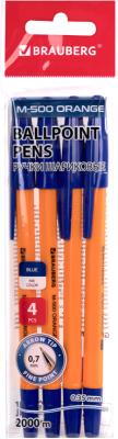 Набор шариковых ручек Brauberg 143950 (синий, 4шт)
