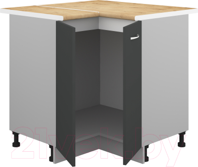 Шкаф-стол кухонный Кортекс-мебель Корнелия Лира НШУ угловой (антрацит/дуб бунратти)