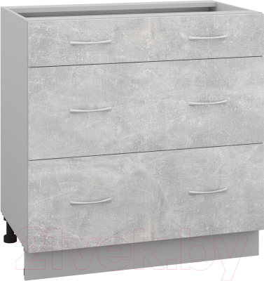 Шкаф-стол кухонный Кортекс-мебель Корнелия Лира НШ80р3ш без столешницы (ателье светлый)