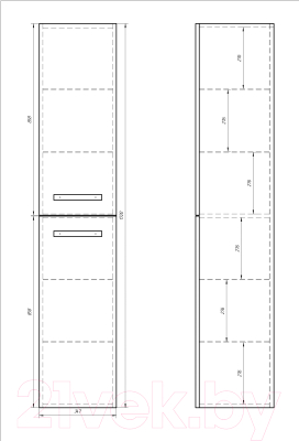 Шкаф-пенал для ванной Dreja Almi 35 / 99.0208