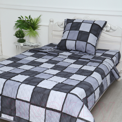 Комплект постельного белья с покрывалом Атра Грани / 10617331 (темно-серый)