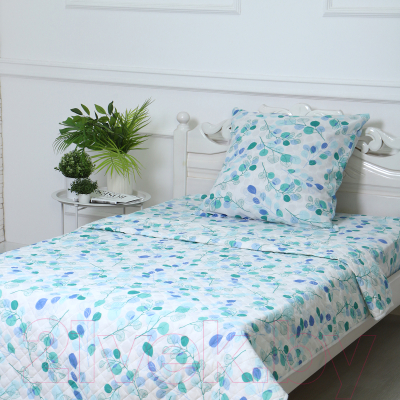 Комплект постельного белья с покрывалом Атра Эвкалипт / 10617328 (синий)