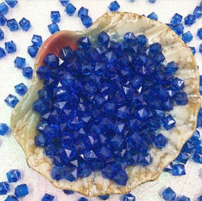 Набор бусин декоративных ХоббиБум Акриловые граненые квадратные 10мм 500гр (синий)