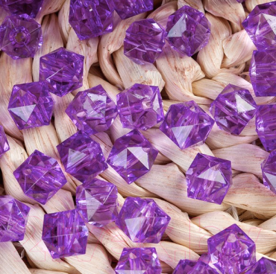 Набор бусин декоративных ХоббиБум Акриловые граненые квадратные 10мм 500гр (фиолетовый)