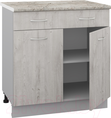 Шкаф-стол кухонный Кортекс-мебель Корнелия Лира НШ80р1ш (дуб монтерей/марсель)