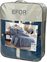 Комплект постельного белья с одеялом Efor Satin Mavi семейный / PB2544-M (синий) - 