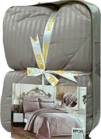 Комплект постельного белья с одеялом Efor Satin A.Gri cемейный / PB2549-M (светло-серый) - 