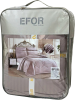 Комплект постельного белья с одеялом Efor Satin Leylak семейный / PB2550-M (сиреневый) - 