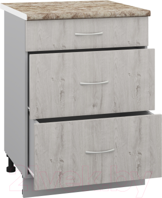 Шкаф-стол кухонный Кортекс-мебель Корнелия Лира НШ60р3ш (дуб монтерей/мадрид)
