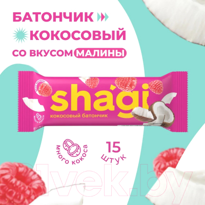 Набор протеиновых батончиков ProteinRex Кокосовый shagi со вкусом малины (15x40г)