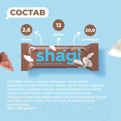Набор протеиновых батончиков ProteinRex Кокосовый shagi со вкусом шоколада (15x40г)