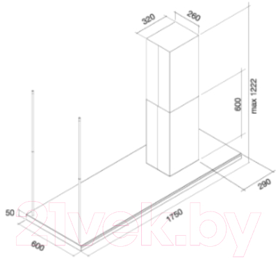 Купить Вытяжка коробчатая Falmec Lumen Isola Steel 175 DX 1750 / CLUI75.E0P2#NEUI490F  