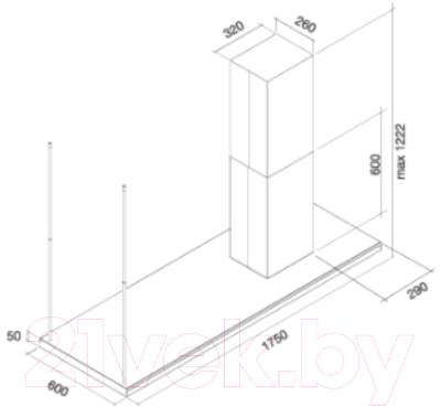 Вытяжка коробчатая Falmec Lumen Isola Steel 175 SX 1750 / CLUI75.E1P2#NEUI490F