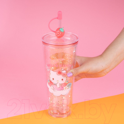 Многоразовый стакан Miniso Sanrio characters Strawberry collection 9265 (с трубочкой)