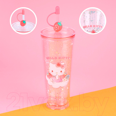 Многоразовый стакан Miniso Sanrio characters Strawberry collection 9265 (с трубочкой)