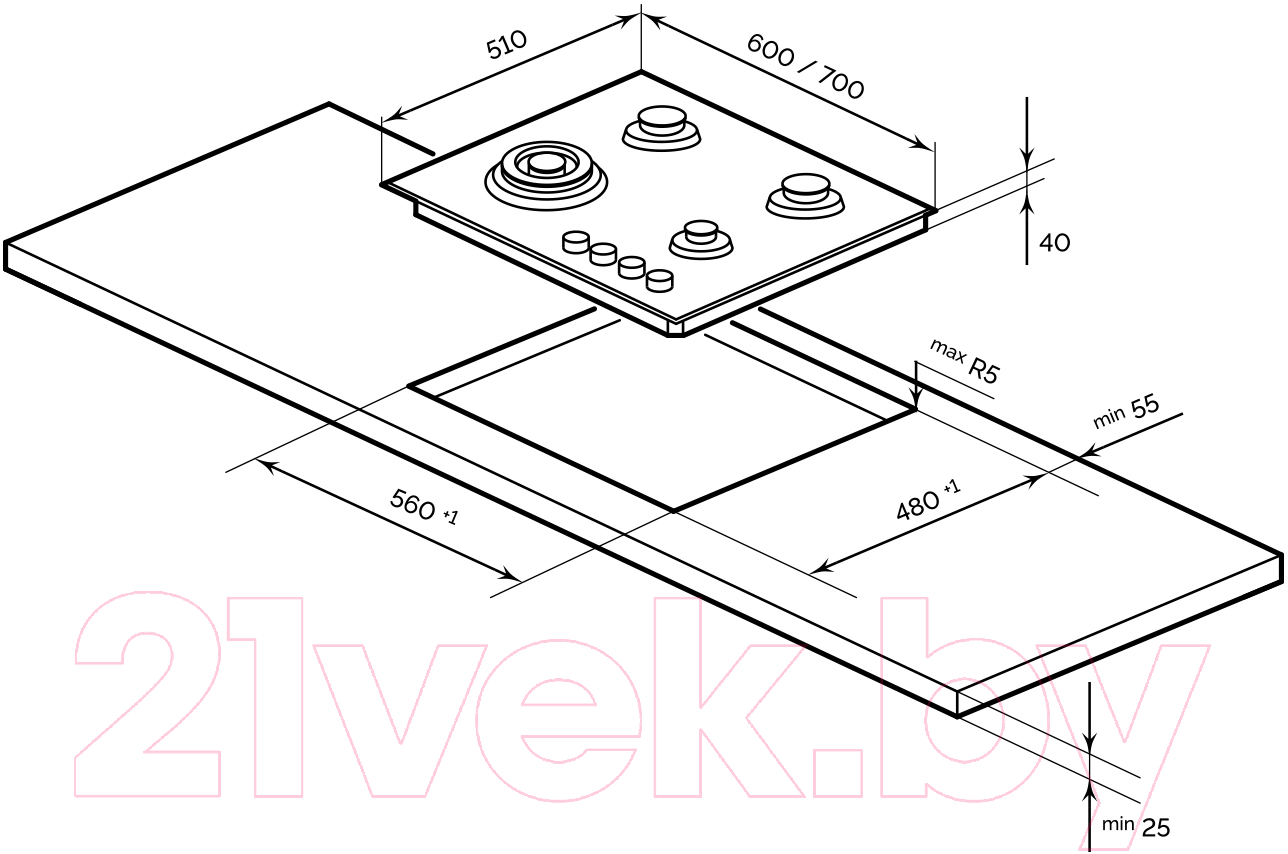 Газовая варочная панель Lex GVG 644А BBL