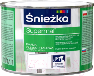 Эмаль Sniezka Supermal масляно-фталевая (400мл, мятно-зеленый)