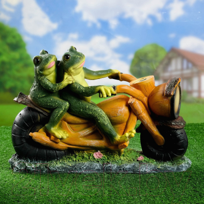 Изображение товара Фигурка для сада Хорошие сувениры Лягушки на мотоцикле / 1259542