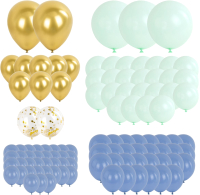 Набор воздушных шаров Brauberg Kids. Нежность / 591896 (105шт, голубой/мятный/золото) - 