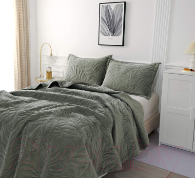 Набор текстиля для спальни Sofi de Marko Глория 160x220 / Пок-Гл2-160x220 (зеленый)